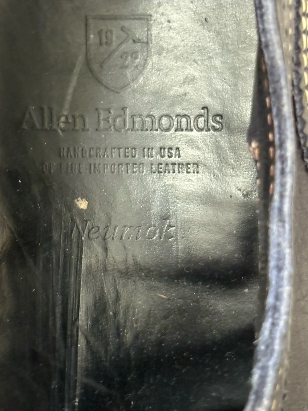 Allen Edmonds 11 Neumok Leather Wingtip Dress Blue Shoes Signs Wear At Insole